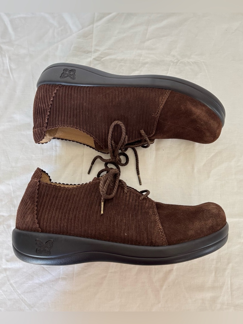 Alegria Brown Corduroy Oxford Lace-Up Comfort Shoes 11.5-12